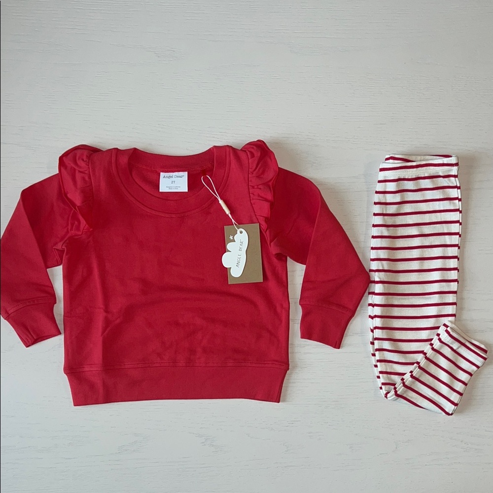 Angel Dear Ruffle French Terry Sweatshirt Leggings Set 2T 4T